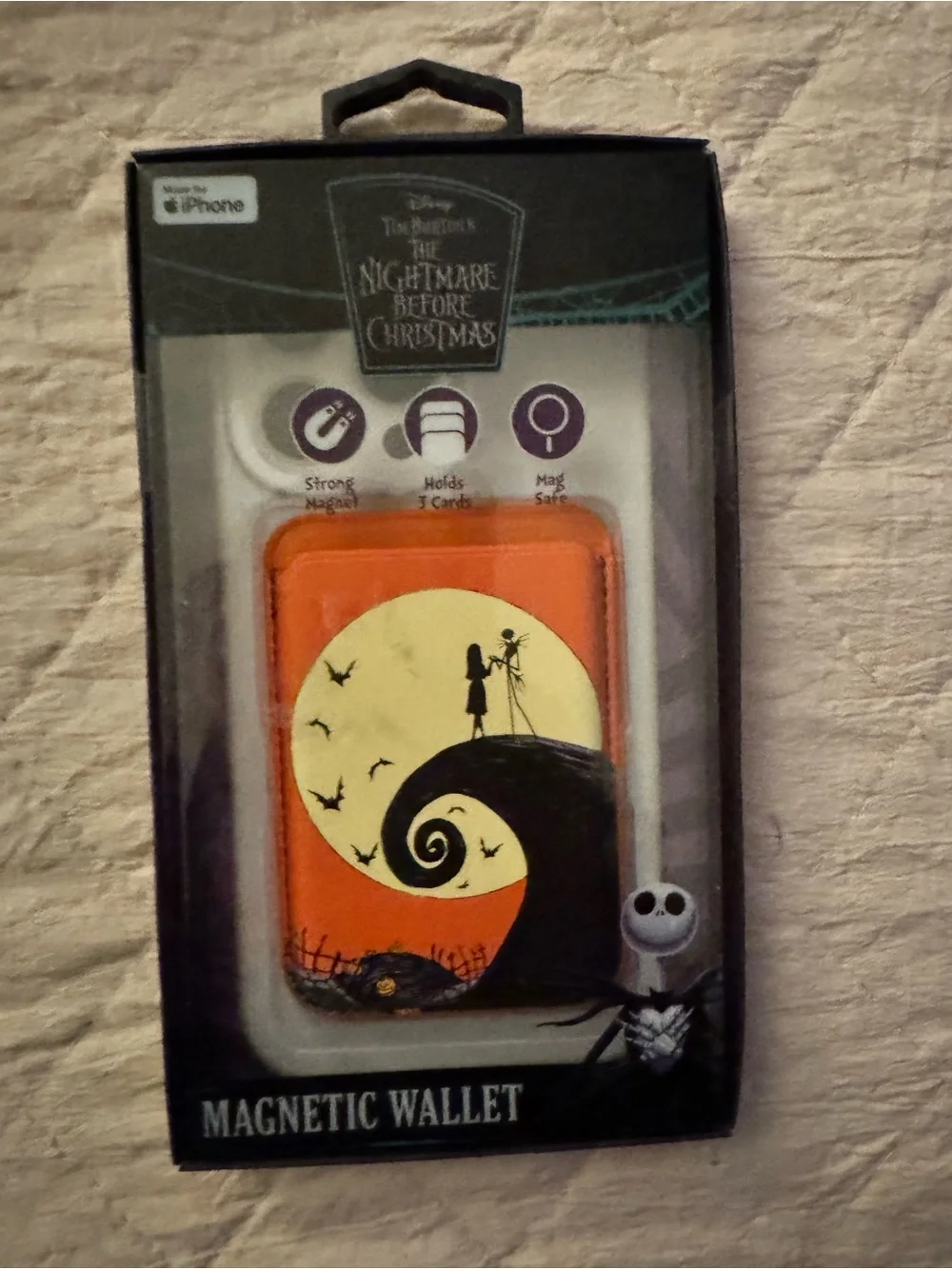 Disney The Nightmare Before Christmas Orange & Black Magnetic Card Wallet
